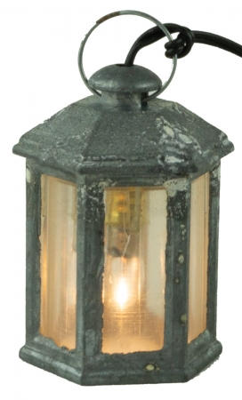 Zinnlaterne sechseckig groß - Krippenzubehör, ca. 5 cm, X 521-5